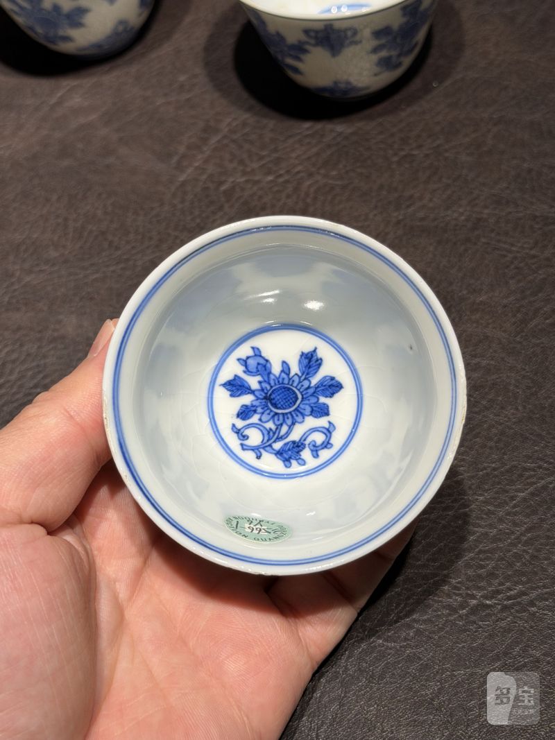 清康熙 青花清供图茶杯（一组六件） - 图32